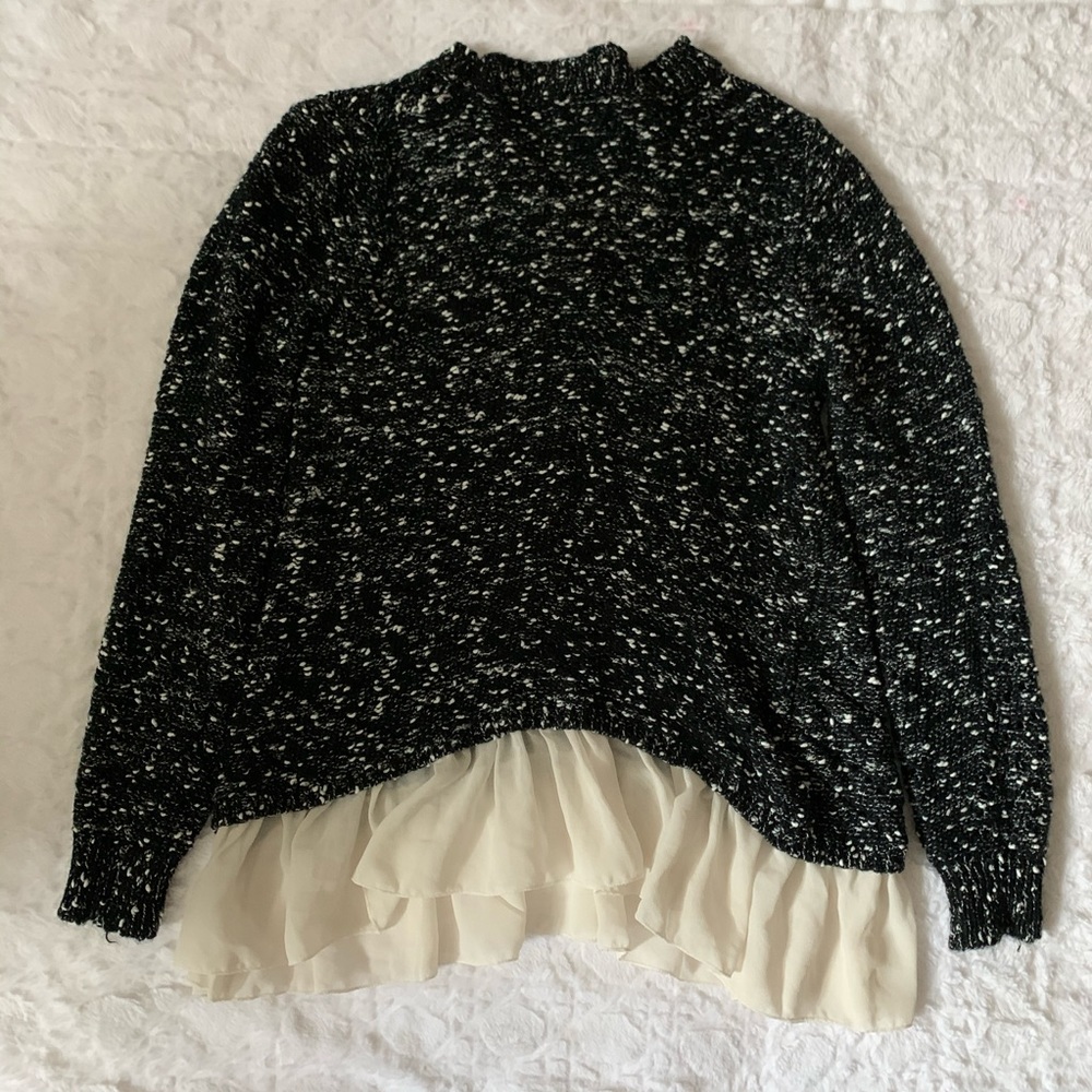 Black and white love and liberty long sweater.
